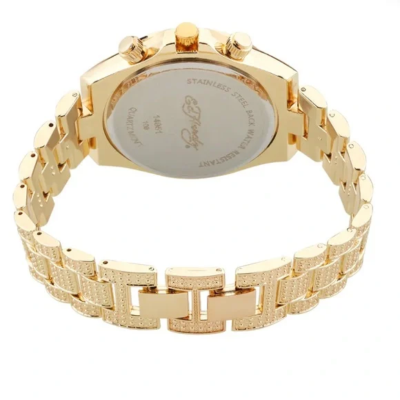 Ed Hardy Gold-Tone Rainbow Crystal Chronograph Watch - Picture 3 of 6